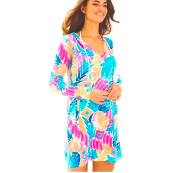 Cover Up Dress Lilly Pulitzer Rylie UPF 50 Hooded
Pockets Size XL Goobay Smash - Picture 5 of 13
